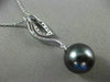 ESTATE .18CT DIAMOND 14KT WHITE GOLD 3D AAA TAHITIAN PEARL LEAF FLOATING PENDANT