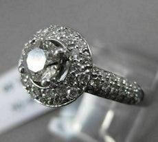 ESTATE 1.20CT DIAMOND 14KT WHITE GOLD 3D HALO TWO ROW ROUND ENGAGEMENT RING