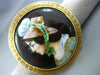 ANTIQUE LARGE MULTI COLOR ENAMEL 14KT YELLOW GOLD 3D VICTORIAN LADY BROOCH PIN