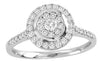 ESTATE 0.5CT DIAMOND 14K WHITE GOLD ROUND CLUSTER FLOWER SEMI ETERNITY LOVE RING