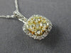 ESTATE .66CT WHITE & FANCY YELLOW DIAMOND 14K TWO TONE GOLD 3D CLUSTER PENDANT
