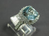 ESTATE LARGE 3.25CT DIAMOND & AAA AQUAMARINE 14KT WHITE GOLD 3D ENGAGEMENT RING