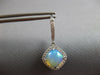4.3CT DIAMOND & AAA AUSTRALIAN OPAL 14KT WHITE GOLD 3D CUSHION HANGING EARRINGS