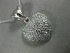 ESTATE .90CT DIAMOND 14K WHITE GOLD 3D PAVE PUFFED HEART FLOATING PENDANT #2245