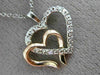 ESTATE .06CT DIAMOND 14KT WHITE & ROSE GOLD DOUBLE HEART LOVE PENDANT WITH CHAIN