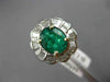 WIDE 3.18CT DIAMOND & EMERALD 18KT WHITE GOLD OVAL FLOWER ENGAGEMENT RING #2925