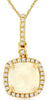 1.54CT DIAMOND & AAA OPAL 14K YELLOW GOLD 3D CUSHION & ROUND HALO SQUARE PENDANT