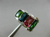 ESTATE LARGE 5.15CT DIAMOND & MULTI COLOR TOURMALINE 14K WHITE GOLD JOURNEY RING