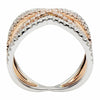 ESTATE WIDE .95CT ROUND DIAMOND 18K WHITE & ROSE GOLD 3D CLASSIC X LOVE FUN RING