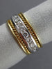 ESTATE WIDE .64CT ROUND DIAMOND 14K WHITE & YELLOW GOLD 8 STONE MENS RING #19919