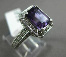 ESTATE 2.9CT DIAMOND & AAA AMETHYST 14K WHITE GOLD FILIGREE HALO ENGAGEMENT RING