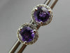 ESTATE 1.02CT DIAMOND & AAA AMETHYST 14K WHITE GOLD ROUND HALO CLASSIC EARRINGS