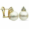 ESTATE LARGE .60CT DIAMOND & AAA SOUTH SEA PEARL 18K YELLOW GOLD FLOWER EARRINGS
