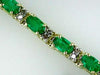 ESTATE 6.60CT DIAMOND & AAA EMERALD 14K YELLOW GOLD OVAL & ROUND TENNIS BRACELET