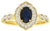 1.21CT DIAMOND & AAA SAPPHIRE 14KT YELLOW GOLD OVAL & ROUND FILIGREE FLOWER RING
