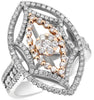 ESTATE LARGE 1.25CT DIAMOND 14KT WHITE & ROSE GOLD FLOWER MARQUISE STAR FUN RING