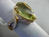 ESTATE LARGE 8.73CT DIAMOND & AAA LIME QUARTZ 14KT ROSE GOLD HALO INFINITY RING