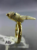 ESTATE WIDE 1.31CT WHITE & BLACK DIAMOND 14KT YELLOW GOLD 3D HAPPY BIRD FUN RING