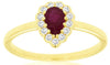 0.59CT DIAMOND & AAA RUBY 14KT YELLOW GOLD 3D PEAR SHAPE & ROUND FRIENDSHIP RING