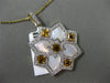 ESTATE LARGE 1.50CT DIAMOND & CITRINE 14K TWO TONE GOLD SQUARE SNOWFLAKE PENDANT