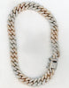 ESTATE WIDE 4.21CT DIAMOND 14KT WHITE & ROSE GOLD 3D CUBAN CHAIN UNISEX BRACELET
