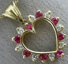 ESTATE .9CT DIAMOND & AAA RUBY 14K YELLOW GOLD CLASSIC OPEN HEART PENDANT #21388