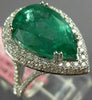 ESTATE EXTRA LARGE 8.39CT DIAMOND & AAA EMERALD 18KT WHITE GOLD ENGAGEMENT RING