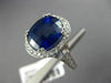 ESTATE LARGE 9.14CT DIAMOND & AAA SAPPHIRES 14KT WHITE GOLD OVAL ENGAGEMENT RING