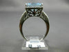 ESTATE LARGE 5.27CT AAA BLUE TOPAZ 14KT WHITE GOLD SQUARE HALO FILIGREE FUN RING
