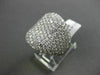 ESTATE LARGE & WIDE 4.37CT DIAMOND 18KT WHITE GOLD 3 DIMENSIONS PAVE FUN RING