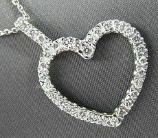 ESTATE LARGE .77CT DIAMOND 14KT WHITE GOLD FLOATING OPEN HEART PENDANT #14730