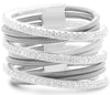 ESTATE WIDE .53CT DIAMOND 14KT WHITE GOLD PAVE MULTI ROW CRISS CROSS COIL RING