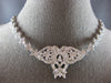 LARGE & LONG 3CT DIAMOND 14KT WHITE GOLD 3D DOUBLE HEART FILIGREE NECKLACE 28190