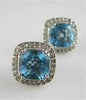 ESTATE 13CTW BLUE TOPAZ & DIAMOND 14KT W GOLD EARRINGS