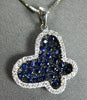ESTATE .63CTW DIAMOND & AAA SAPPHIRE 18KT WHITE GOLD FLOATING BUTTERFLY PENDANT