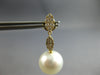 ESTATE LARGE .45CT DIAMOND & AAA SOUTH SEA PEARL 18KT YELLOW GOLD CLASSIC LEAF EARRINGS