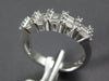 ESTATE 1.13CT DIAMOND 18KT WHITE GOLD 3D ROUND & BAGUETTE 3 ROW ANNIVERSARY RING
