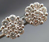 ESTATE LARGE 1.57CT ROUND DIAMOND 14KT WHITE GOLD FLOWER CLUSTER EARRINGS #22436
