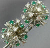 ANTIQUE 2.46CT DIAMOND & AAA EMERALD 14KT WHITE GOLD 3D CLUSTER EARRINGS  #21900