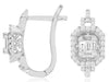 LARGE .66CT DIAMOND 14KT WHITE GOLD 3D ROUND & BAGUETTE OCTAGON HANGING EARRINGS