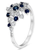 ESTATE WIDE .78CT DIAMOND & AAA SAPPHIRE 14KT WHITE GOLD 3D CLUSTER FUN RING