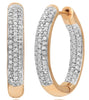 .50CT DIAMOND 14KT ROSE GOLD CLASSIC 3 ROW PAVE INSIDE OUT HOOP HANGING EARRINGS