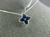 ESTATE 1.04CT DIAMOND & AAA SAPPHIRE 18K WHITE GOLD FLOWER STAR MILGRAIN PENDANT