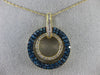 ESTATE LARGE 1.0CT WHITE & BLUE DIAMOND 14KT YELLOW GOLD CIRCLE OF LIFE PENDANT