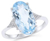 ESTATE 5.62CT DIAMOND & AAA BLUE TOPAZ 14KT WHITE GOLD 3D OVAL & ROUND LOVE RING