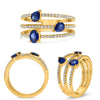 WIDE 1.20CT DIAMOND & AAA SAPPHIRE 14KT YELLOW GOLD MULTI SHAPE 3 ROW FUN RING
