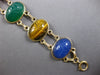 ANTIQUE EXTRA LARGE MULTI COLOR GEM 14KT YELLOW GOLD HANDCRAFTED BRACELET #27931
