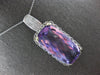 LARGE 25.13CT DIAMOND & AAA AMETHYST 14KT WHITE GOLD 3D CUSHION & ROUND PENDANT