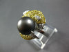 2.07CT DIAMOND & YELLOW SAPPHIRE & TAHITIAN PEARL 14KT WHITE GOLD DOLPHIN RING