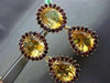 ESTATE EXTRA LARGE 21.80CT YELLOW TOPAZ & GARNET 18KT YELLOW GOLD HALO EARRINGS